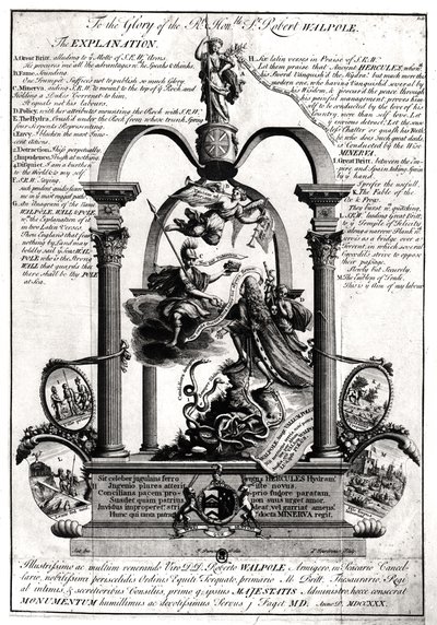 Kunnianarvoisa Robert Walpole (1676-1745), Orfordin 1. jaarli, kunniaksi. tekijältä Pierre Fourdrinier