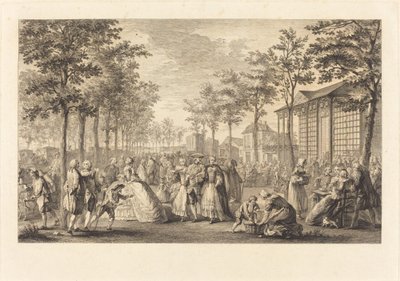 Kävely Pariisin valleilla tekijältä Pierre Francois Courtois after Augustin de Saint Aubin