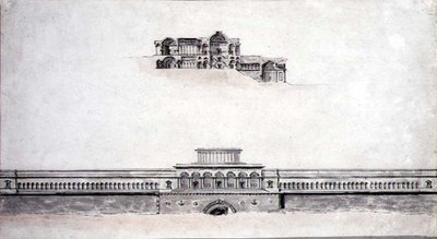 Suunnittelu uusklassiseen palatsiin tekijältä Pierre Francois Leonard Fontaine