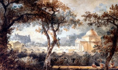 Ludvig XVI:n sovituskappeli Pariisissa. akvarelli, n. 1830 tekijältä Pierre Francois Leonard Fontaine
