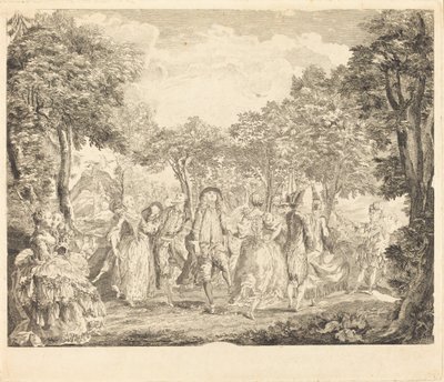 Baletti oopperassa tekijältä Pierre François Basan after Gabriel Jacques de Saint Aubin