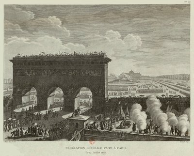 Pariisissa 14. heinäkuuta 1790 pidetty yleinen liittokokous. tekijältä Pierre Gabriel Berthault