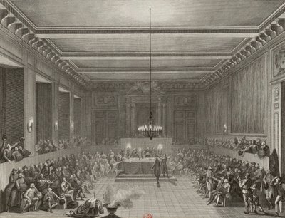 Pariisin kommuuni myöntää 15. tammikuuta 1790 englantilaiselle C.J.W. Neshamille miekan ja kansalaiskruunun. tekijältä Pierre Gabriel Berthault