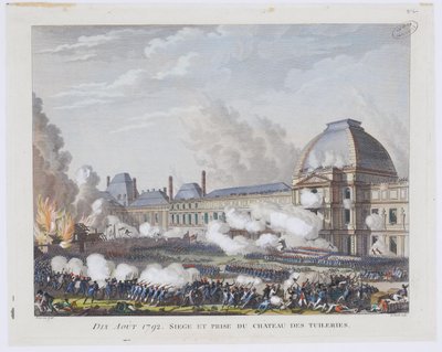Tuileriesin palatsin hyökkäys 10. elokuuta 1792, n. 1800 tekijältä Pierre Gabriel Berthault