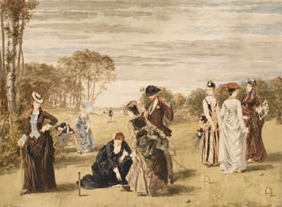 Krokettipeli, 1874. tekijältä Pierre Gavarni