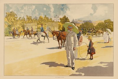 Bois de Boulognen portilla, Pariisi (värilitografia). tekijältä Pierre Georges Jeanniot