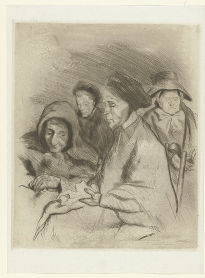 Vier oude vrouwen Vanhojen naisten muotokuvia The Trial (sarjan nimi) tekijältä Pierre Georges Jeanniot