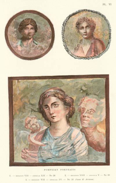 Pompeian muotokuvat (väri litho) tekijältä Pierre Gusman