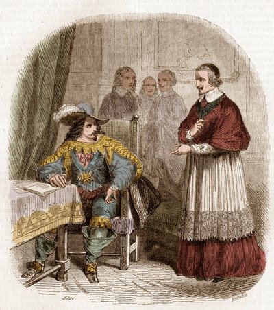 Ranskan kuningas Ludvig XIII ja Richelieun ministeri kardinaali, joka perusti Academie Francaisen tekijältä Pierre Gustave Eugene Staal