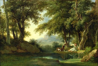 Narcissus ihailemassa heijastustaan tekijältä Pierre Henri de Valenciennes