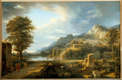 Muinainen Agrigenton kaupunki Sisiliassa Pierre de Valenciennesin (1750-1819) maalaus 1800-luvun su. 1,1x1,64 m. tekijältä Pierre Henri de Valenciennes
