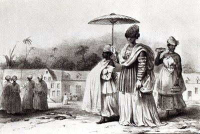 Nainen vie lapsen kasteeseen, "Voyage a Surinam" tekijältä Pierre J. (after) Benoit