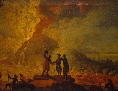Vesuviuksen purkaus, Pierre-Jacques Volaire (1729-1792), öljy kankaalle, 52x79 cm. Yksityiskohta. tekijältä Pierre Jacques Volaire