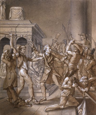 Alexandre Lenoir vastusti vallankumouksellisia, kun he halusivat tuhota Ranskan kuninkaan Ludvig XII:n haudan Saint Denisin kuninkaallisessa basilikassa vuonna 1793, Ranskan vallankumouksen aikaan tekijältä Pierre Joseph Lafontaine