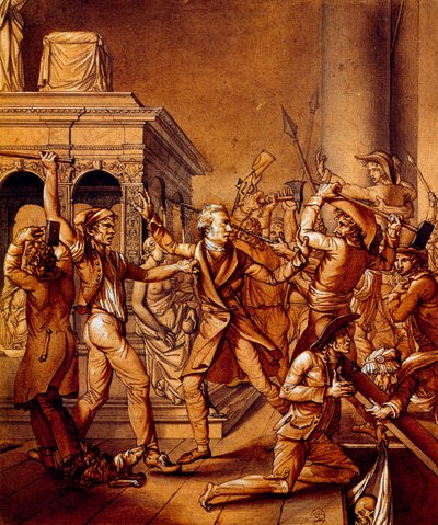 Alexandre Lenoir vastusti vallankumouksellisia, kun he halusivat tuhota Ranskan kuninkaan Ludvig XII:n haudan Saint Denisin kuninkaallisessa basilikassa vuonna 1793, Ranskan vallankumouksen aikaan tekijältä Pierre Joseph Lafontaine