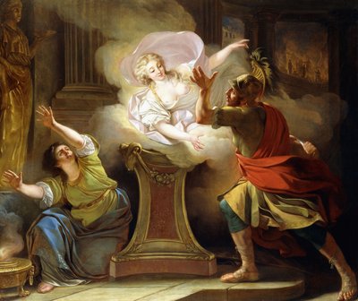 Aeneas jahtaa Heleniä Vestan temppelissä, tekijältä Pierre Lacour