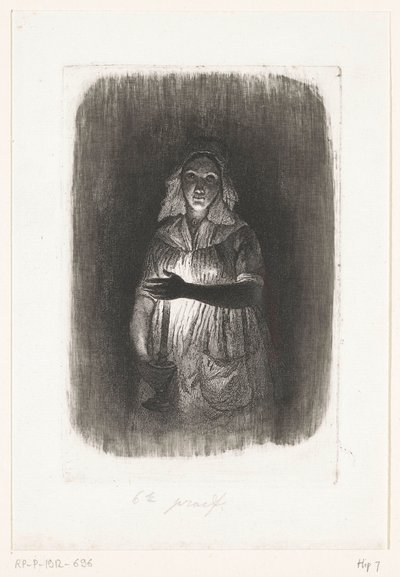 Maid palava kynttilä Viisi etsaustodistusta (sarjan nimi) tekijältä Pierre Louis Dubourcq