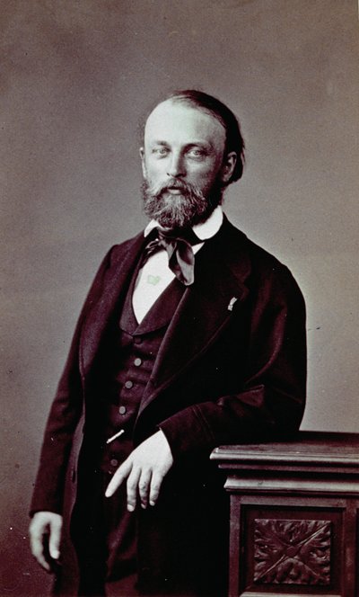 Muotokuva ranskalaisesta taidemaalari Auguste Bonheurista tyylikkäässä romanttisen ajan mekossa tekijältä Pierre Louis Pierson