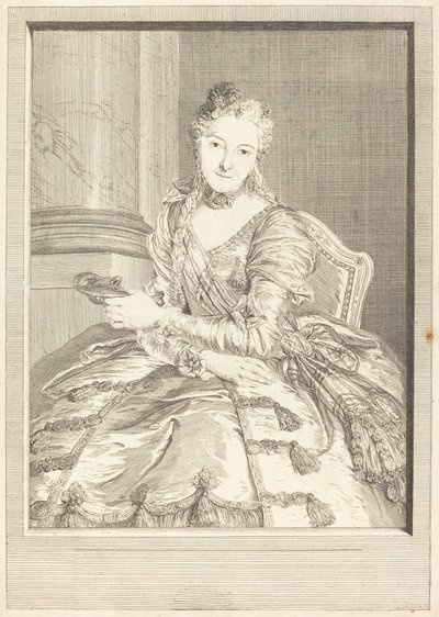 Rouva de M ... juhlapukussa tekijältä Pierre Louis de Surugue after Charles Antoine Coypel