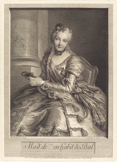 Rouva de M ... juhlapukussa tekijältä Pierre Louis de Surugue after Charles Antoine Coypel