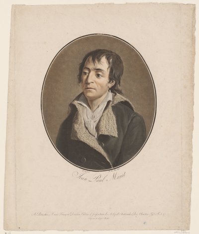 Jean Paul Maratin muotokuva Jean Paul Marat (otsikko esineessä) Kokoelma suuria miehiä (sarjan nimi) tekijältä Pierre Michel Alix