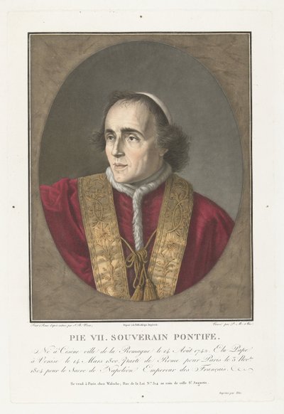 Portret van Paus Pius VII Pius VII. suvereeni paavi (nimi esineessä) tekijältä Pierre Michel Alix