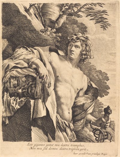 Daavid Goljatin pään kanssa tekijältä Pierre Mignard I after Simon Vouet