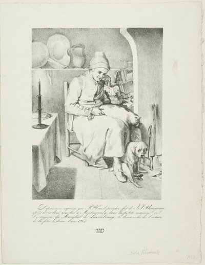 Jean-Jacques Rousseaun luonnos (etusivu); metsäkuva (kääntöpuoli). tekijältä Pierre Nolasque Bergeret