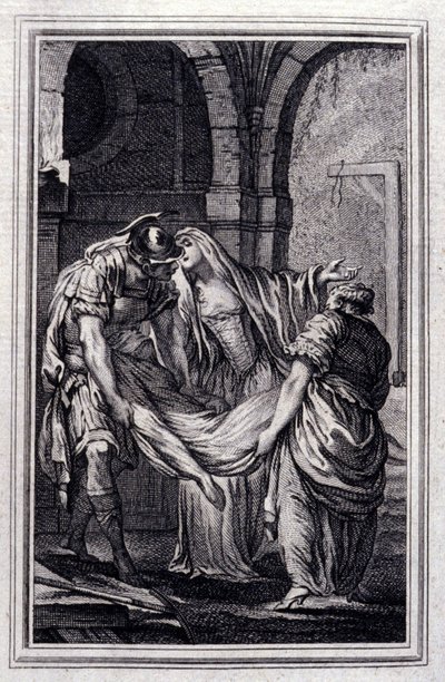 Efesoksen emäntä - Jean La Fontainen "" Tarinoita ja novelleja säkeissä" -osassa. 1776. P.P. Choffardin kuvitus. tekijältä Pierre Philippe Choffard