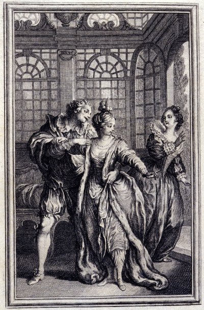 Garben kuninkaan morsian - Jean La Fontainen "" Tarinoita ja uutisia säkeessä "". 1776. P.P. Choffardin kuvitus. tekijältä Pierre Philippe Choffard