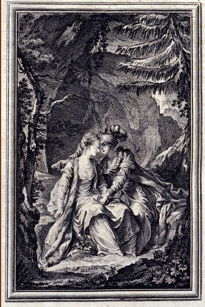 Garben kuninkaan morsian - Jean La Fontainen "" Tarinoita ja novelleja säkeissä"" 1776. P.P. Choffardin kuvitus. tekijältä Pierre Philippe Choffard