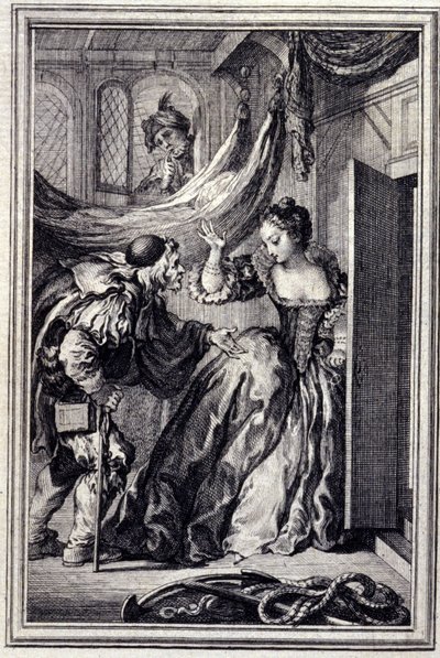 Aniardien kalenteri - Jean La Fontainen "" Tarinoita ja novelleja säkeissä" -osassa. 1776. P.P. Choffardin kuvitus. tekijältä Pierre Philippe Choffard
