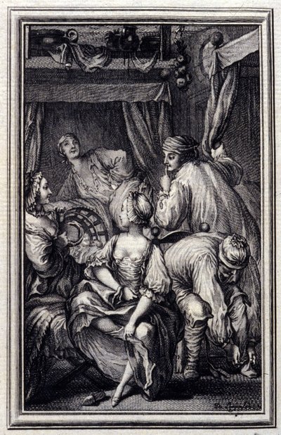 Le Cradle - Jean La Fontainen "" Tarinoita ja novelleja säkeissä" -osassa. 1776. P.P. Choffardin kuvitus. tekijältä Pierre Philippe Choffard