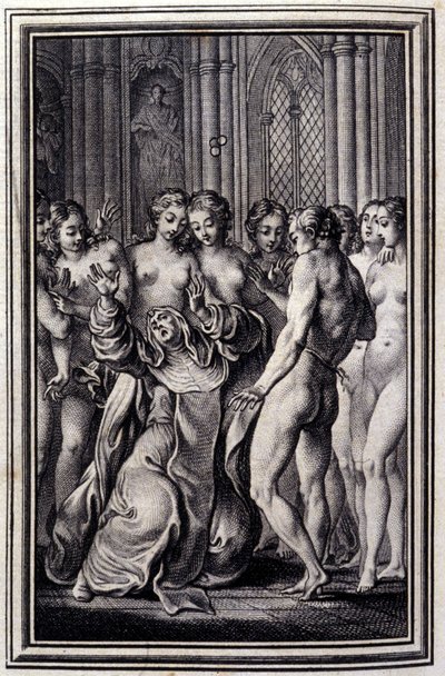 Le Glouches - Jean La Fontainen teoksessa "" Tarinoita ja novelleja säkeissä "". 1776. P.P. Choffardin kuvitus. tekijältä Pierre Philippe Choffard