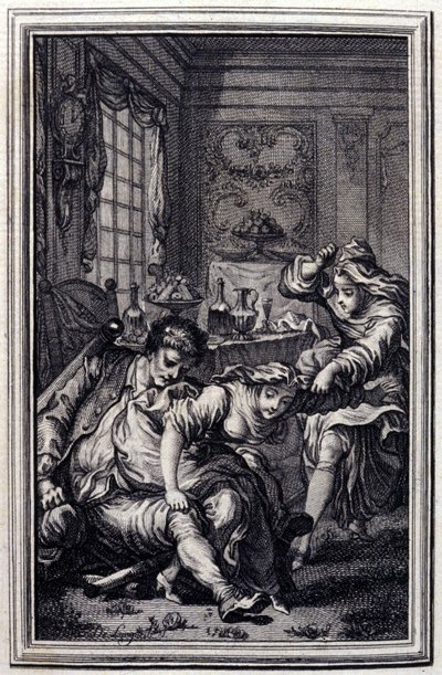 Lepakko - Jean La Fontainen "" Tarinat ja uutiset säkeessä "" 1776. P.P. Choffardin kuvitus. tekijältä Pierre Philippe Choffard