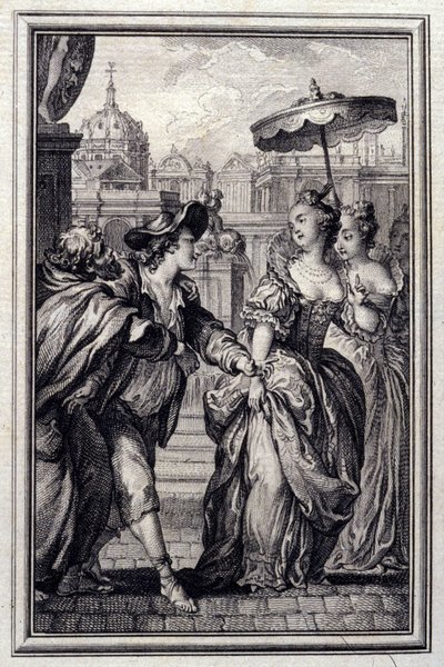 Pere Philippen hanhet - Jean La Fontainen teoksessa "" Tarinoita ja novelleja säkeissä "". 1776. P.P. Choffardin kuvitus. tekijältä Pierre Philippe Choffard