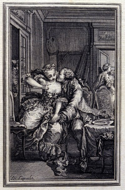 Les Remis - Jean La Fontainen teoksessa "" Tarinoita ja novelleja säkeissä "". 1776. P.P. Choffardin kuvitus. tekijältä Pierre Philippe Choffard