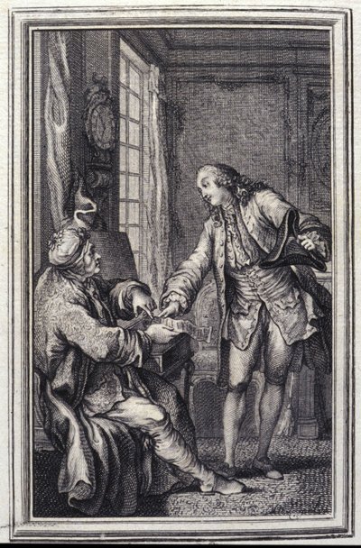 Les confeux indiscrets - Jean La Fontainen "" Tarinoita ja novelleja säkeissä" -osassa. 1776. P.P. Choffardin kuvitus. tekijältä Pierre Philippe Choffard