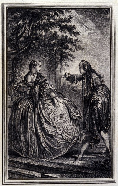 Nicaise - Jean La Fontainen "" Tarinoita ja novelleja säkeissä" -osassa. 1776. P.P. Choffardin kuvitus. tekijältä Pierre Philippe Choffard