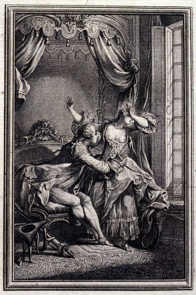 Richard Minulto - Jean La Fontainen teoksessa "" Tarinoita ja novelleja säkeissä "". 1776. P.P. Choffardin kuvitus. tekijältä Pierre Philippe Choffard