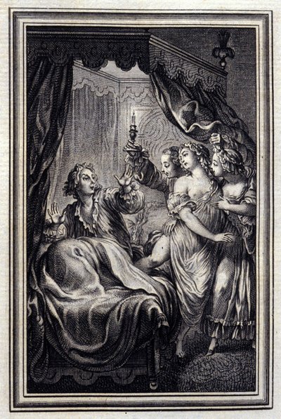 Emme koskaan huomaa kaikkea - Jean La Fontainen "Tales et nouvelles en vers" -kirjassa. 1776. Kuvitus P.P. Choffard. tekijältä Pierre Philippe Choffard