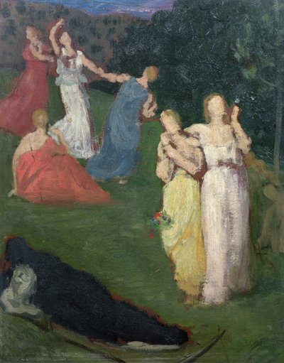 Death and the Maidens (öljy myllylaudalle) tekijältä Pierre Puvis de Chavannes