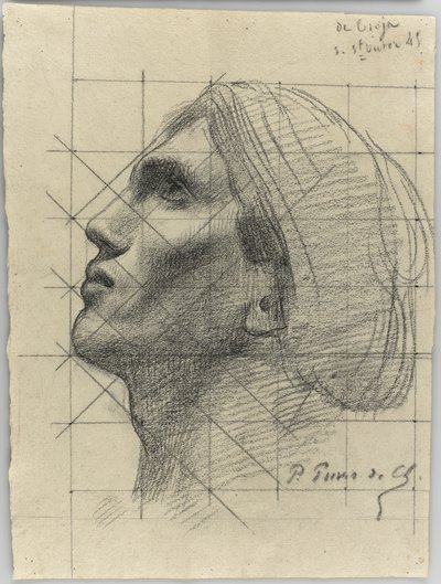 Miehen pää sivukuvassa tekijältä Pierre Puvis de Chavannes