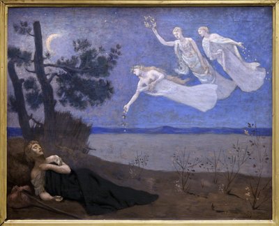 Le Reve (hän näkee unissaan rakkautta, kunniaa ja rikkautta) (maalaus) tekijältä Pierre Puvis de Chavannes
