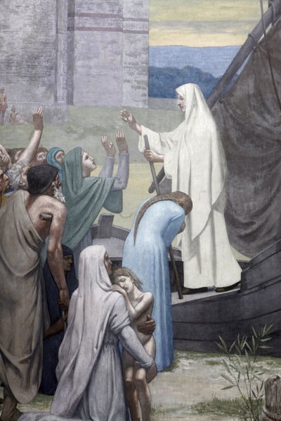 St. Genevieve tuo tarvikkeita Pariisin kaupunkiin piirityksen jälkeen tekijältä Pierre Puvis de Chavannes