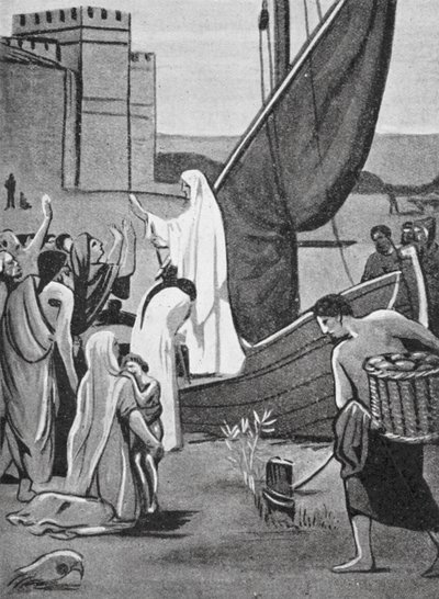 Pyhä Genevieve tuo tarvikkeet Pariisiin (litografia) tekijältä Pierre Puvis de Chavannes