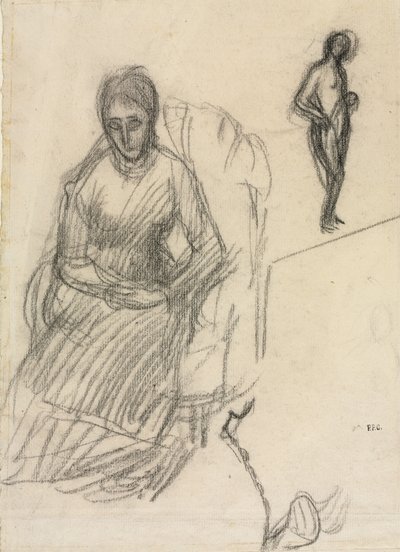 Tutkimus Madame Marie Cantacuzènesta, Tutkimus seisovasta naisen alastonkuvasta, n. 1883. tekijältä Pierre Puvis de Chavannes