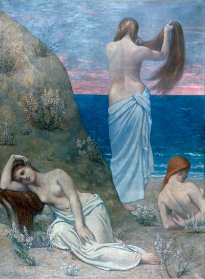 Nuoret tytöt meren rannalla, ennen vuotta 1894 tekijältä Pierre Puvis de Chavannes
