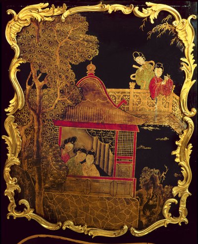 Louis XV -puvun sivupaneeli, n. 1745 (lakka ja kulta puulla) (re 222380) tekijältä Pierre Roussel