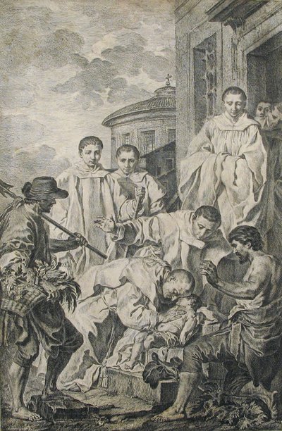 Pyhä Benedictus herättää henkiin lapsen, 1700-luku. tekijältä Pierre Subleyras